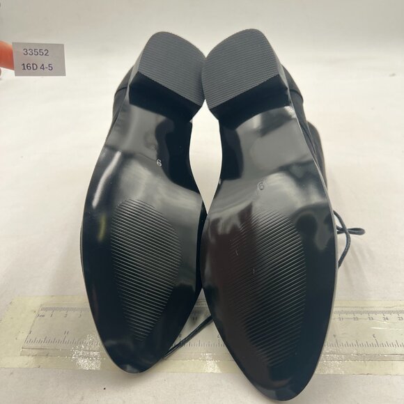 Black Low Heel Pointy Toe Lace Up Chukka Ankle Boots Fall Winter Booties - Picture 7 of 8